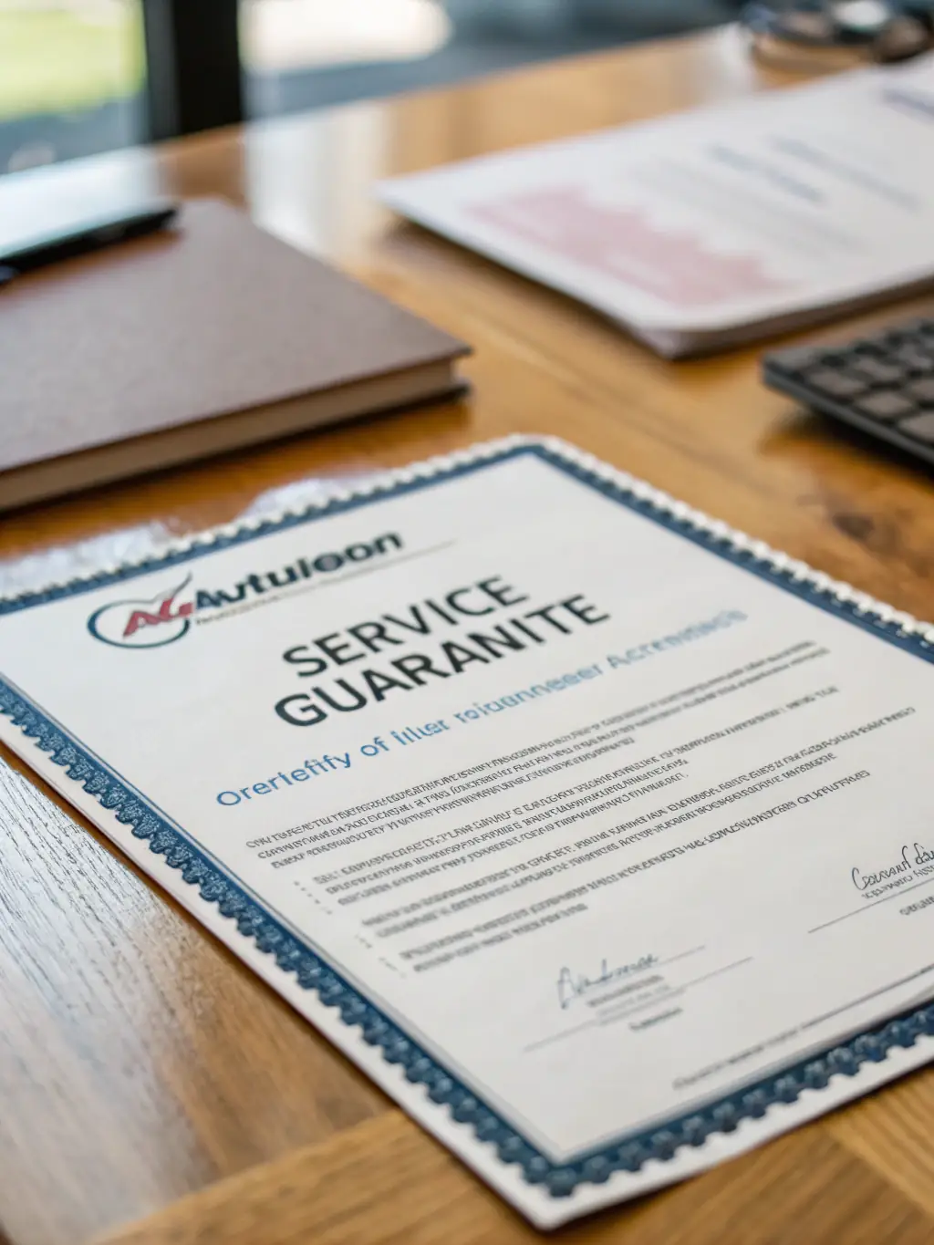 A warranty certificate with a checkmark, symbolizing the guarantee provided on heating system repairs by Oplyuvalny обладнання repair.