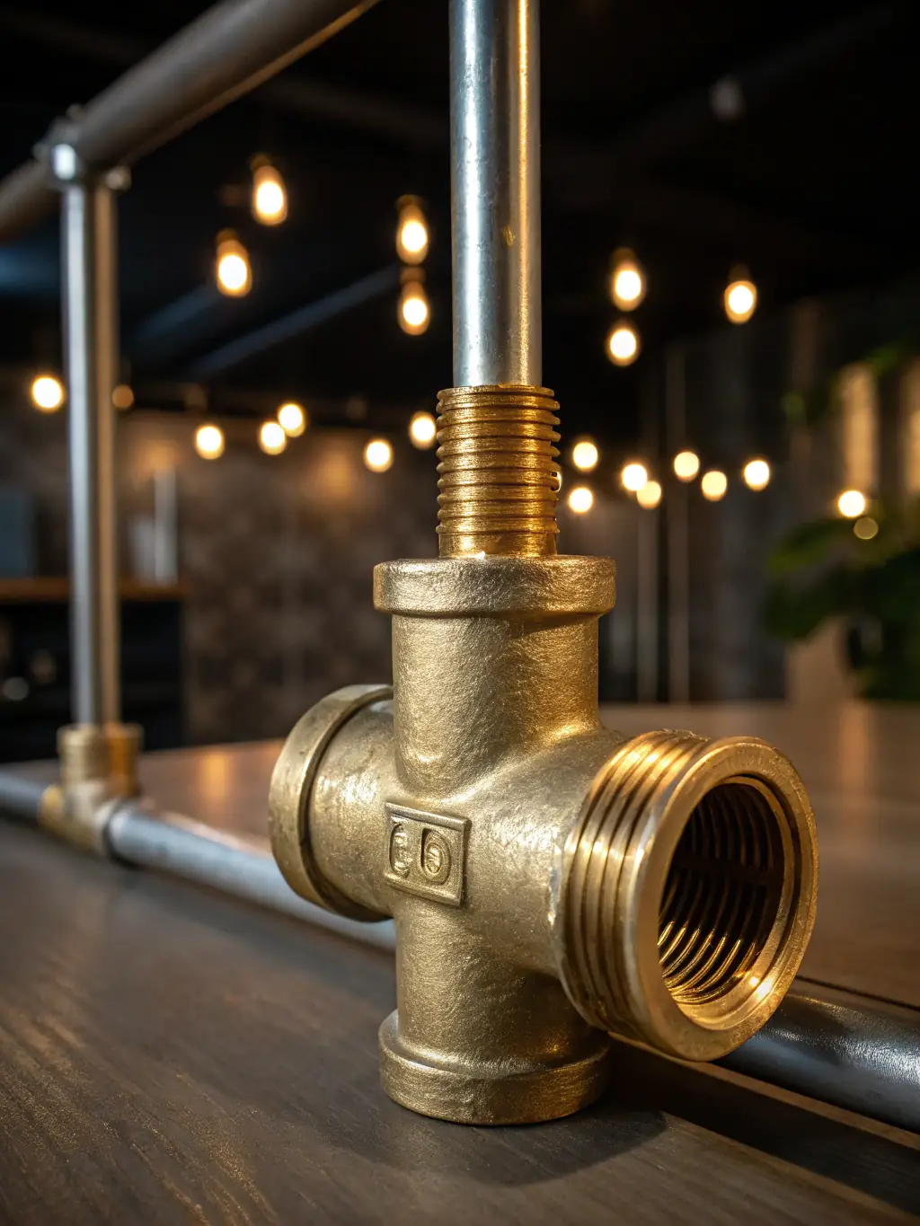 A close-up shot of a radiator connection, highlighting the precision and quality of the pipework and fittings.