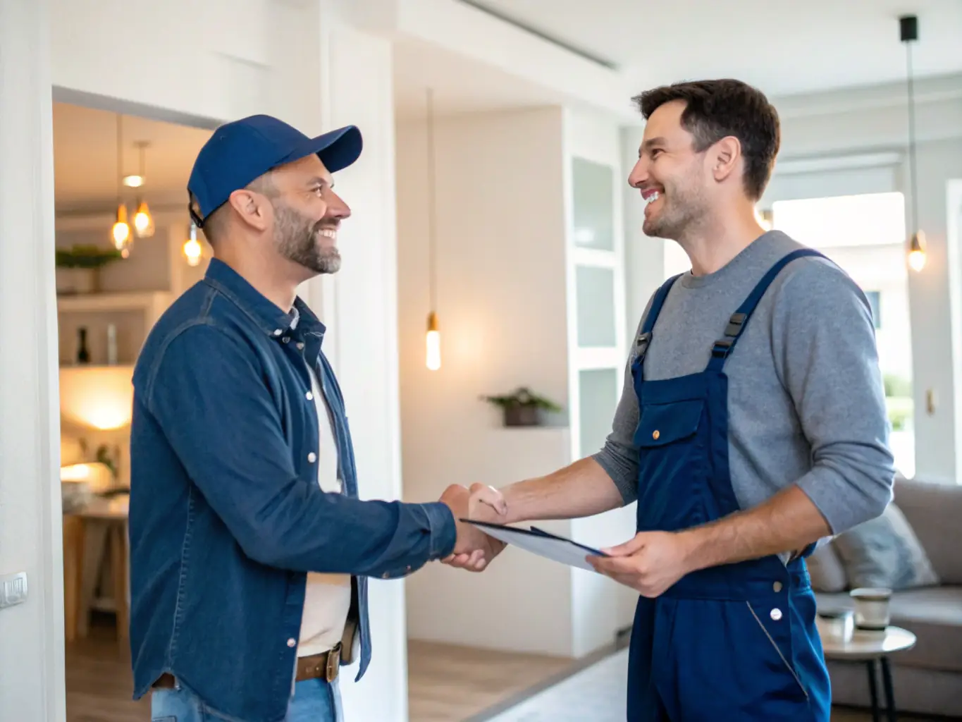 A satisfied customer shaking hands with a gazservice technician, symbolizing the company's dedication to customer satisfaction.