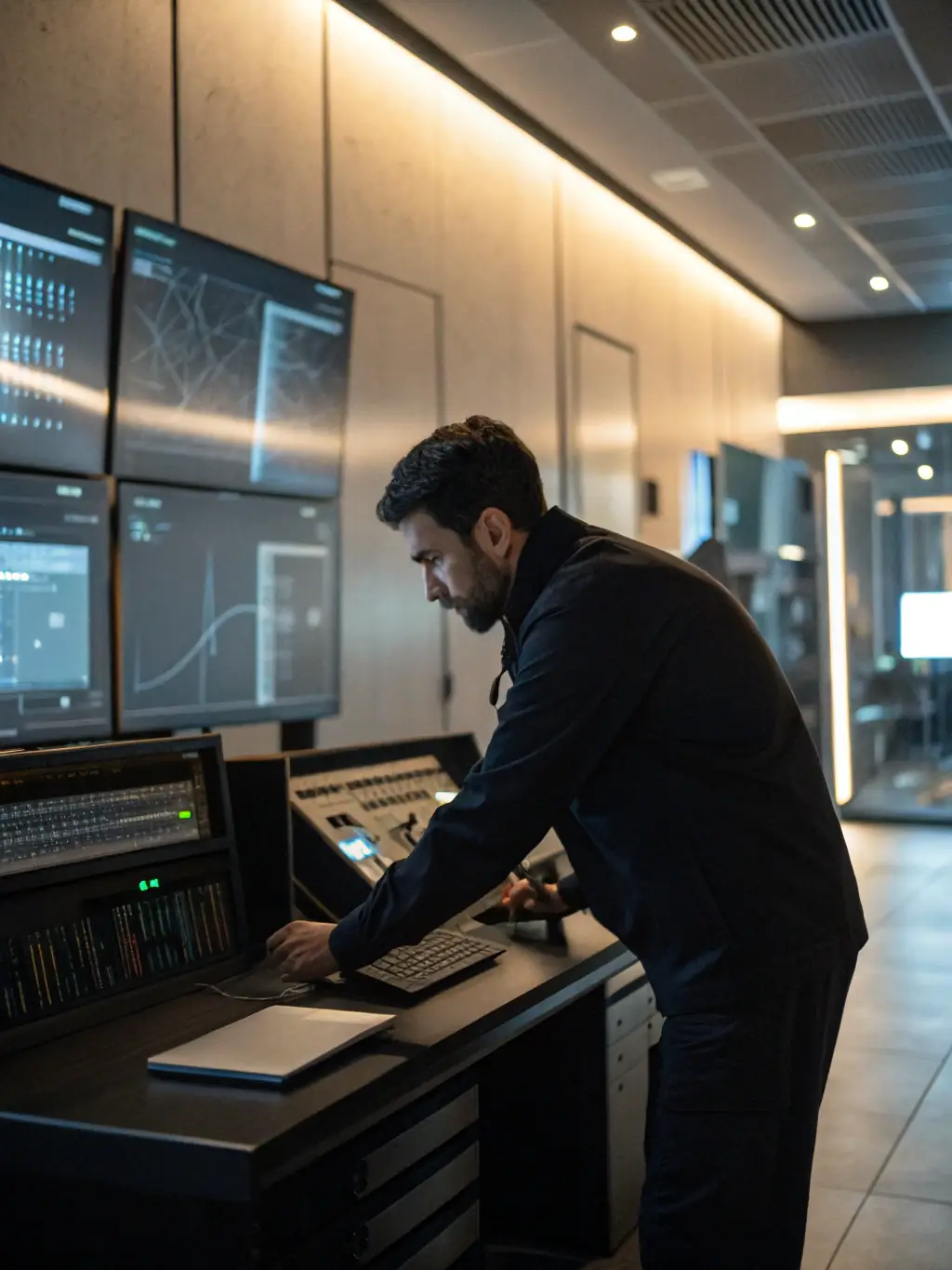 A close-up shot of a technician using specialized tools to calibrate a boiler's control panel, highlighting precision and attention to detail in ensuring optimal boiler performance.